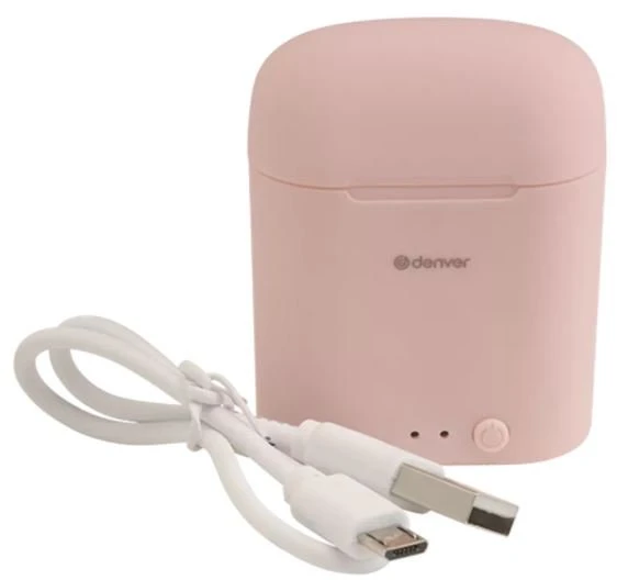 Dėklas Rožinės tikrai belaidės Bluetooth ausinės Denver TWE-46 su mikrofonu