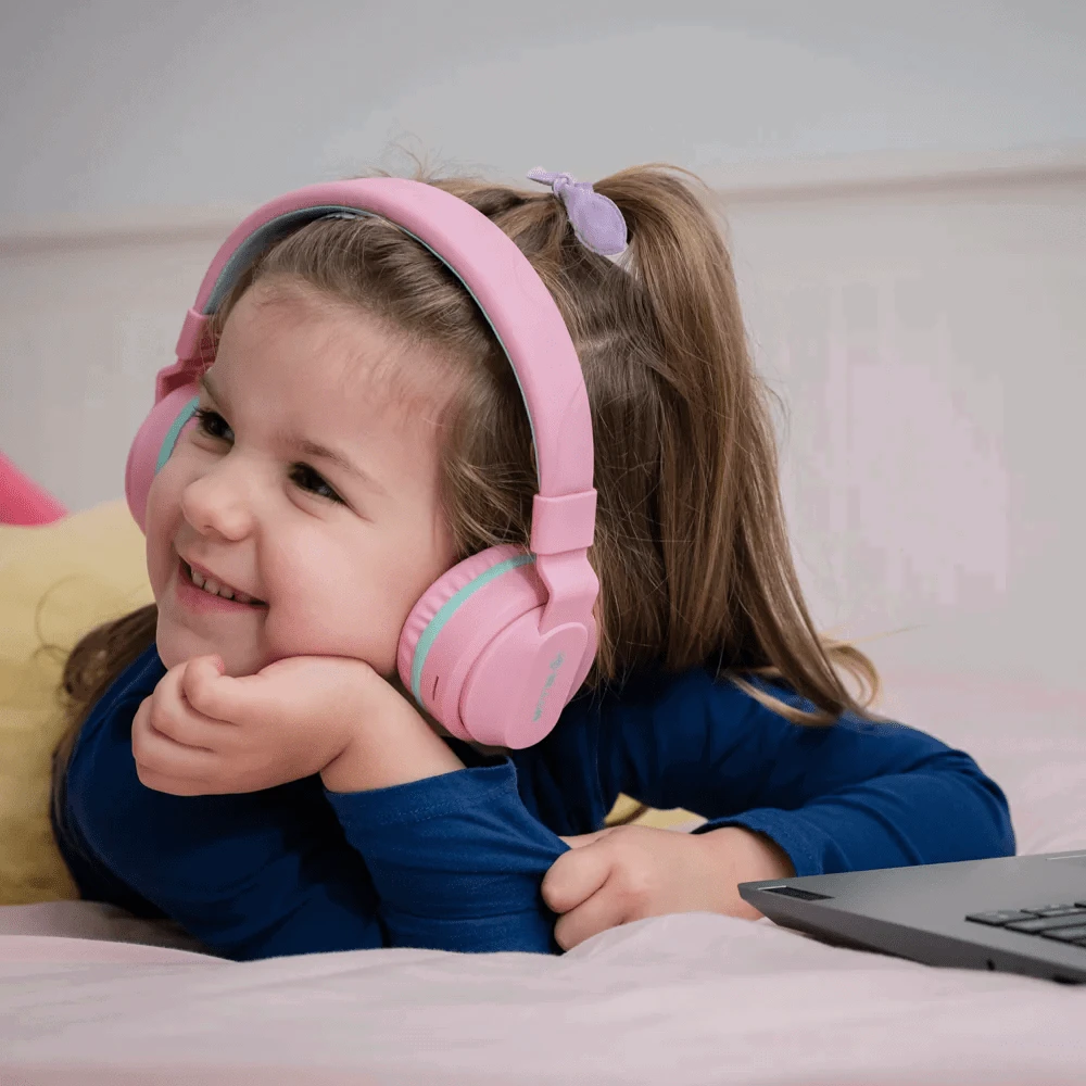 Dėklas Rožinės vaikiškos „Bluetooth“ ausinės „Tellur Buddy“