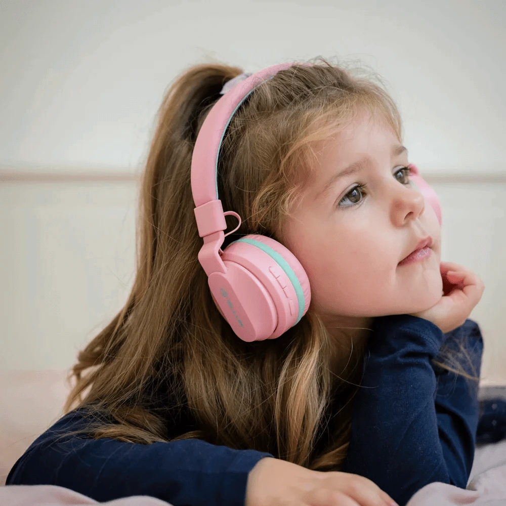 Dėklas Rožinės vaikiškos „Bluetooth“ ausinės „Tellur Buddy“