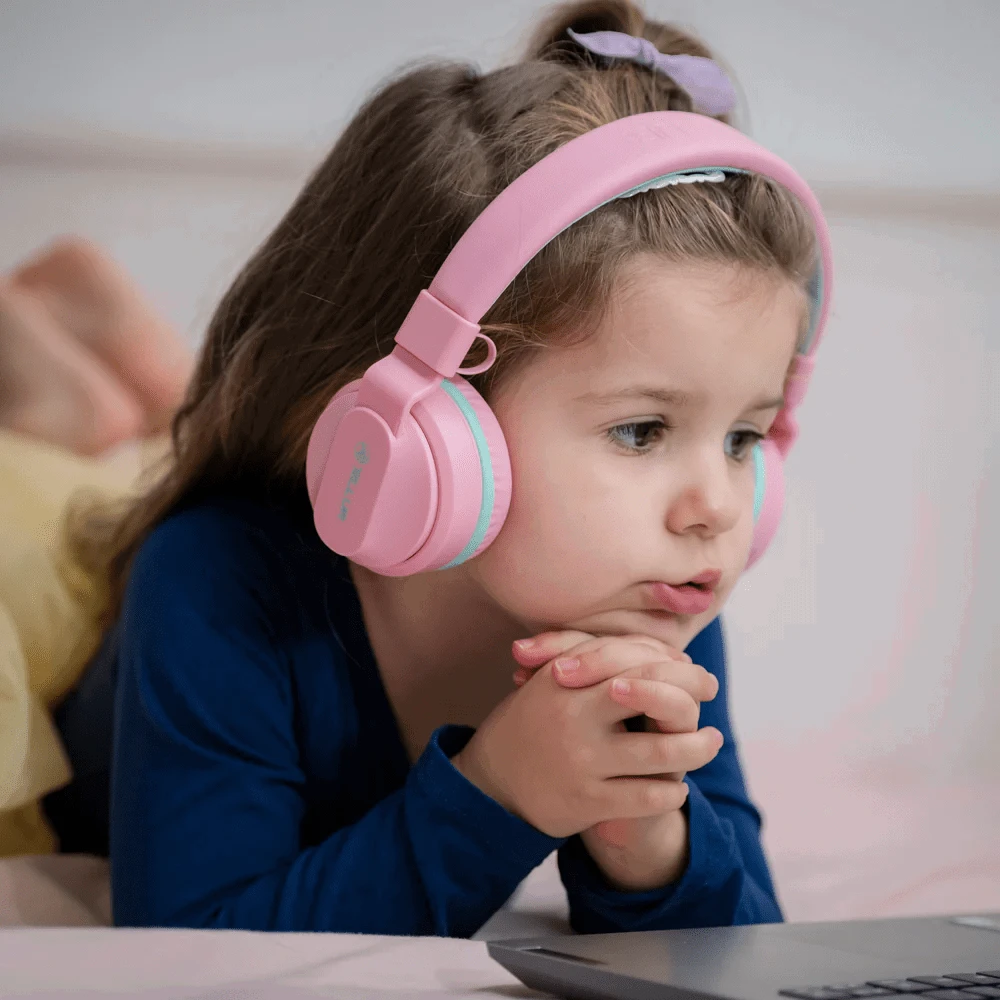 Dėklas Rožinės vaikiškos „Bluetooth“ ausinės „Tellur Buddy“
