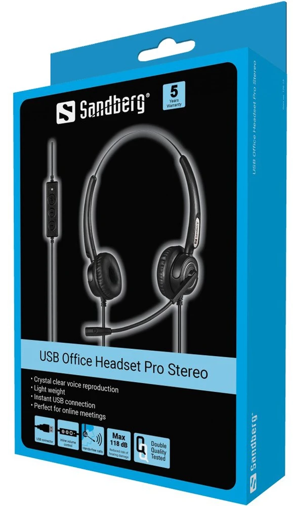 Office „Sandberg“ USB biuro ausinės „Pro Stereo“.