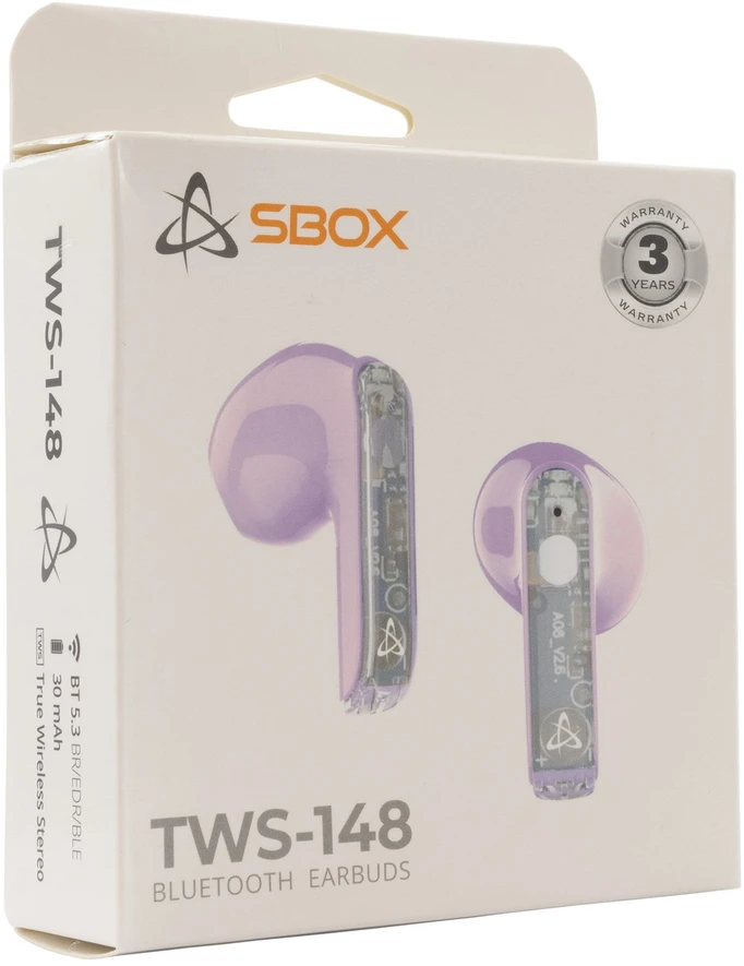 Dėklas Sbox EB-TWS148 Violetinė belaidės į ausį įdedamos ausinės
