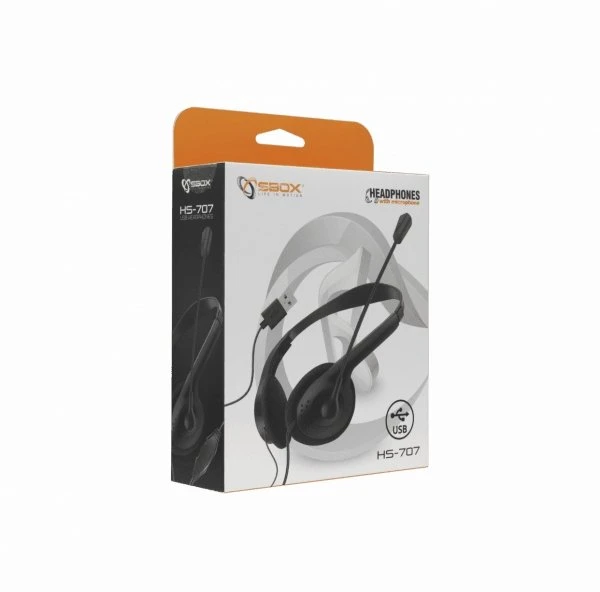 Dėklas Sbox HS-707 juodos USB ausinės su mikrofonu