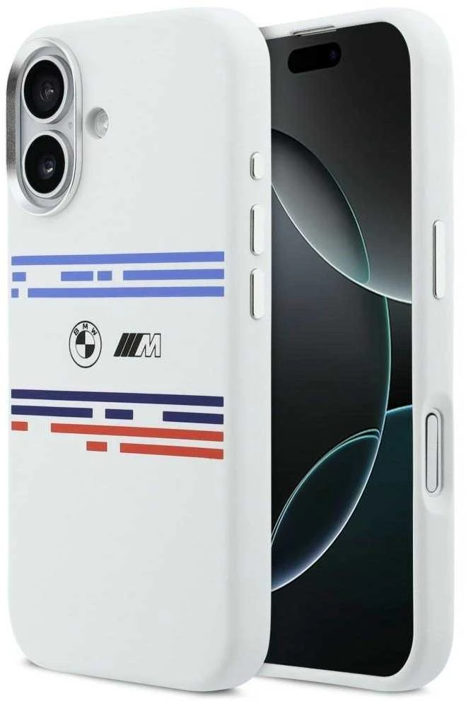 BMW M Silicon Horizontal Line MagSafe dėklas Apple iPhone 17 baltos spalvos
