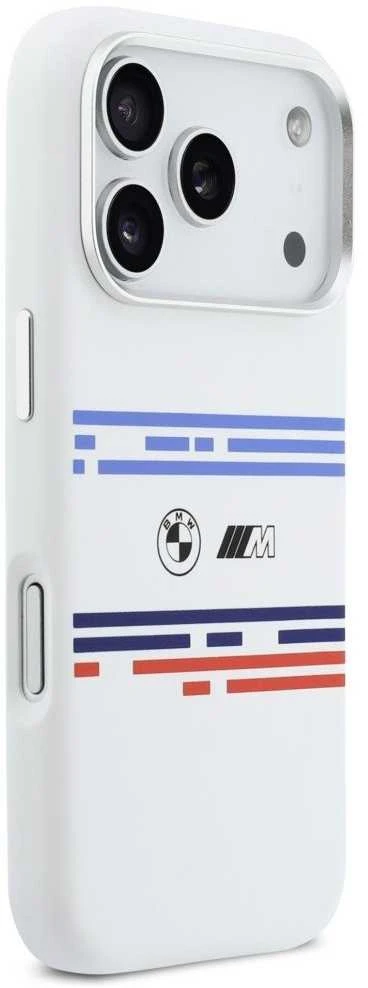 BMW M Silicon Horizontal Line MagSafe dėklas Apple iPhone 17 Pro baltos spalvos