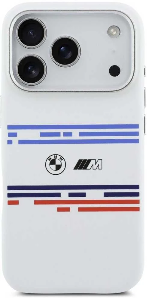 BMW M Silicon Horizontal Line MagSafe dėklas Apple iPhone 17 Pro baltos spalvos