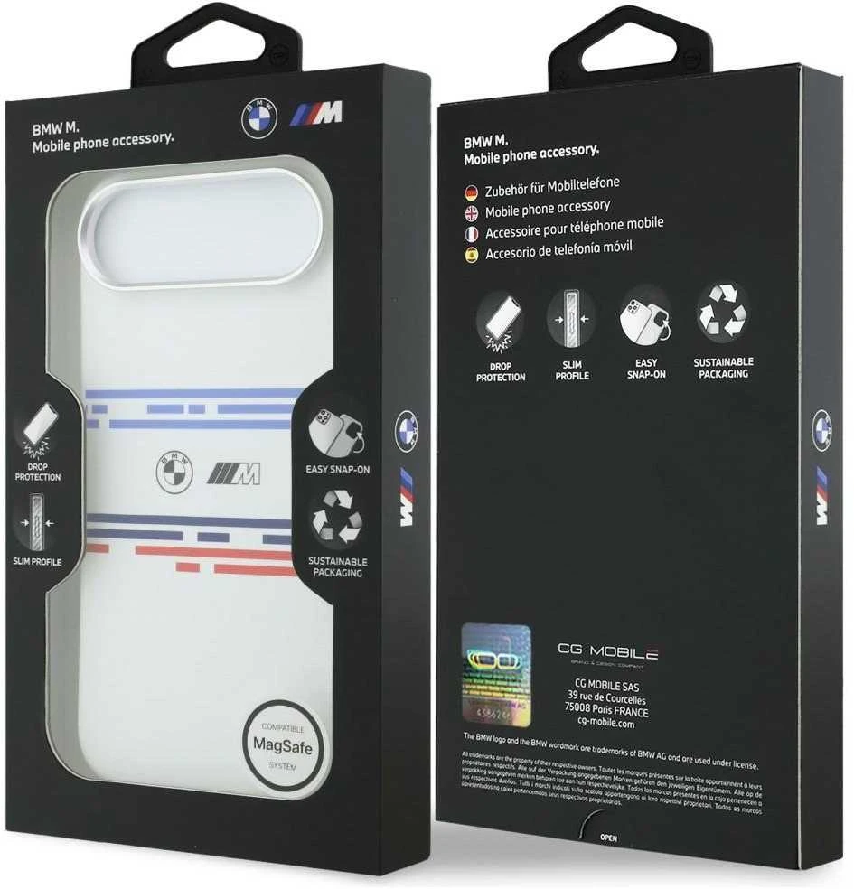 BMW M Silicon Horizontal Line MagSafe dėklas Apple iPhone Air baltos spalvos