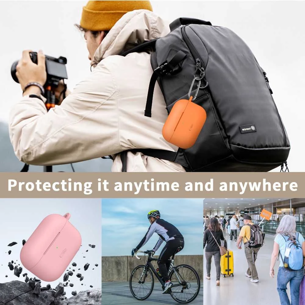 „Tech-Protect“ silikoninis dėklas su kabliuku, skirtas „AirPods Pro 3“ ausinėms - Juodas