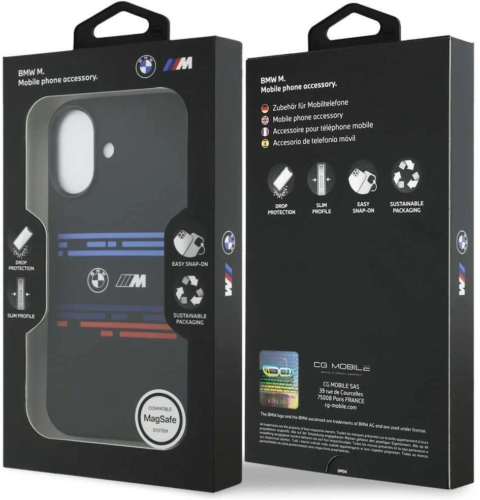 BMW M Silicon Horizontal Line MagSafe dėklas Apple iPhone 17 juodos spalvos