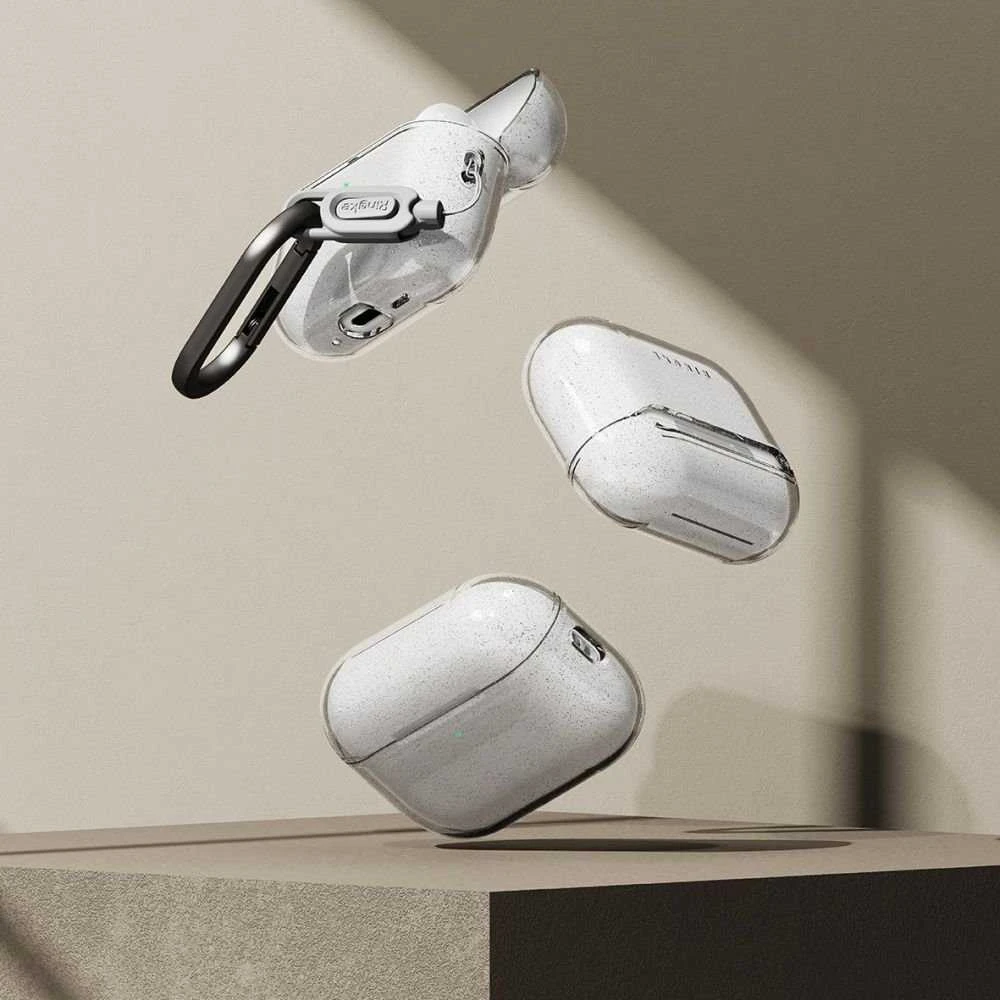 „Ringke AirPods Pro 3“ dėklas, blizgus ir skaidrus