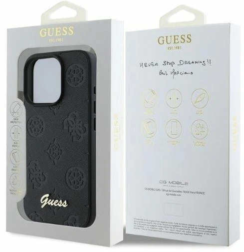 Guess GUHCP16XG4GFGR Apple iPhone 16 Pro Max 6.9″ juodos spalvos kietas dėklas 4G Classic
