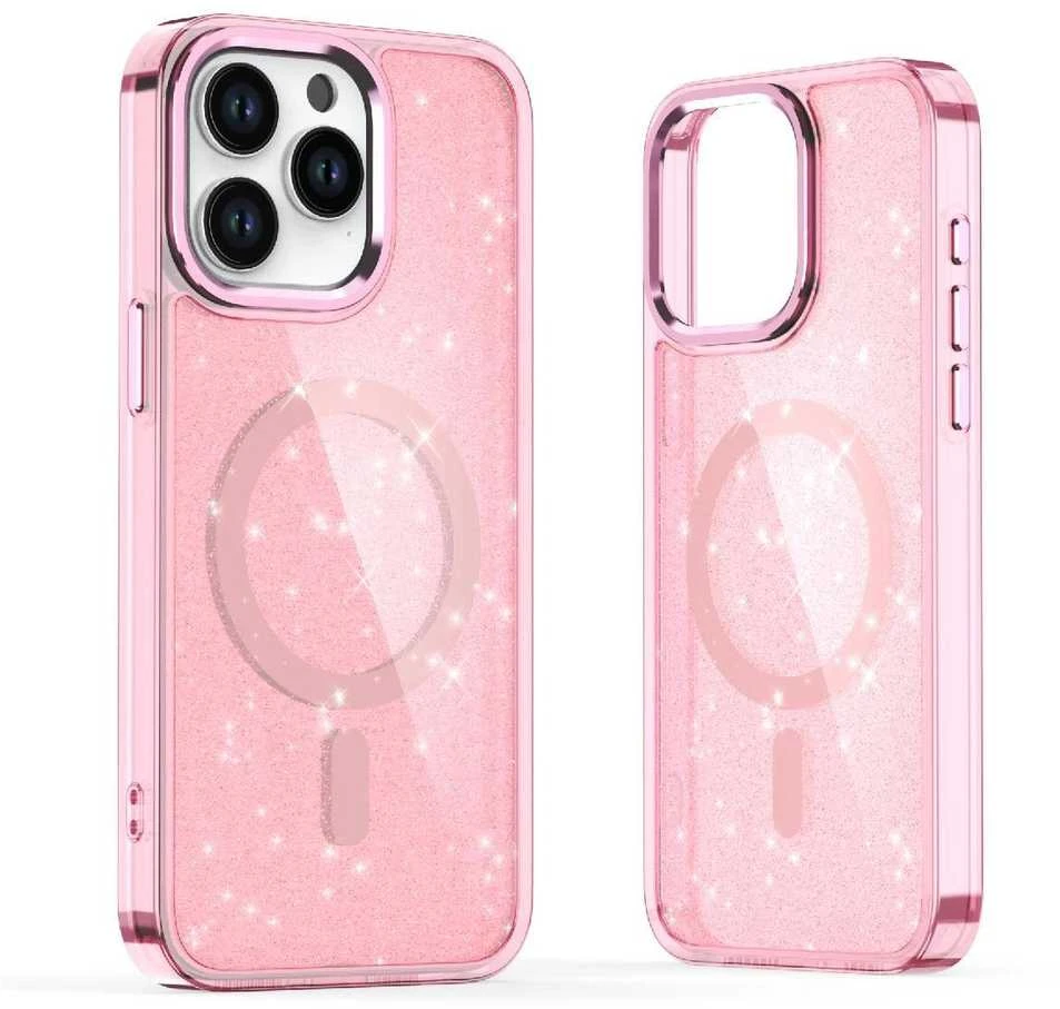 Hurtel Glitter MagSafe Apple iPhone 16 Pro – dėklas telefonui rožinės spalvos