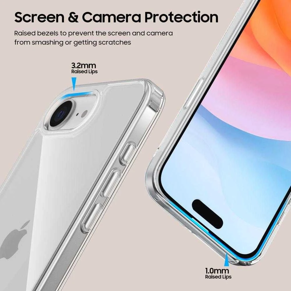 „Tech-Protect FlexAir“ hibridinis dėklas, skirtas „iPhone 16e“ / „17e“ – skaidrus