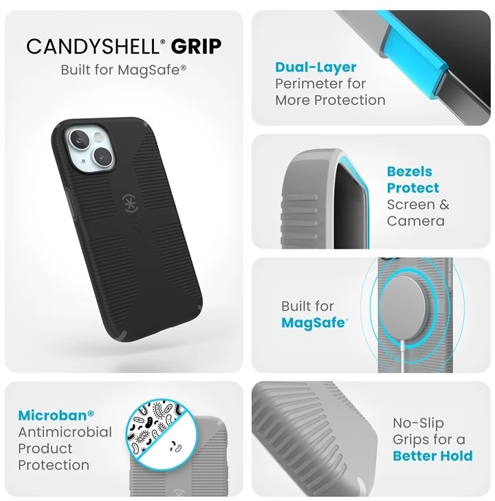 Dėklas Speck Candyshell Grip MagSafe iPhone 17e/16e/15/14/13