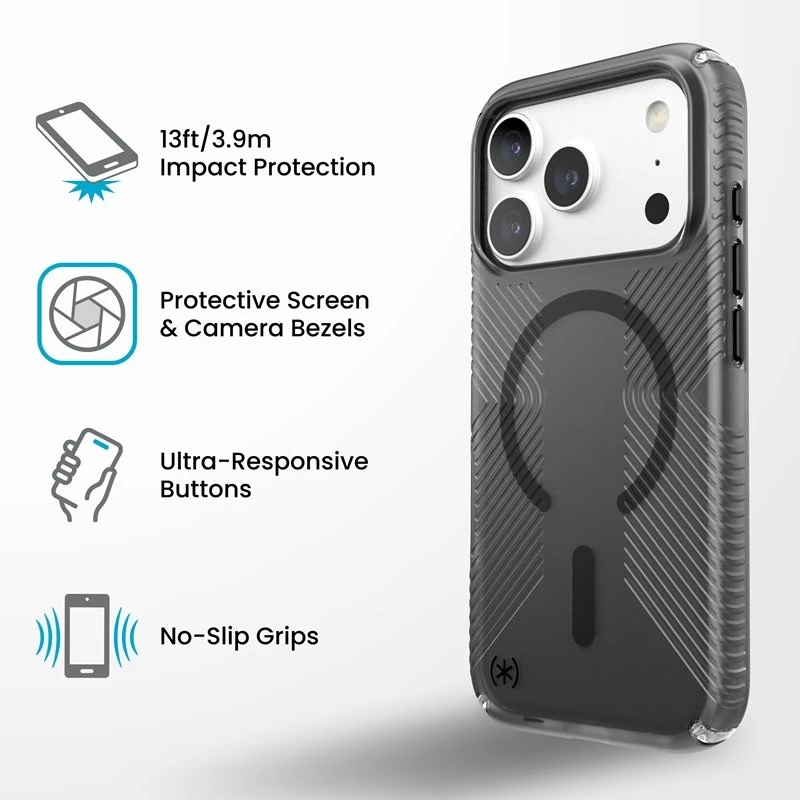 Dėklas Speck Presidio Lux Grip MagSafe iPhone 18 Pro / 17 Pro, Obsidian