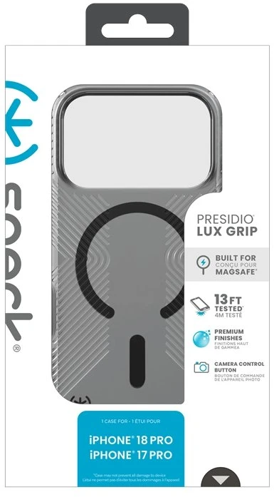 Dėklas Speck Presidio Lux Grip MagSafe iPhone 18 Pro / 17 Pro, Obsidian