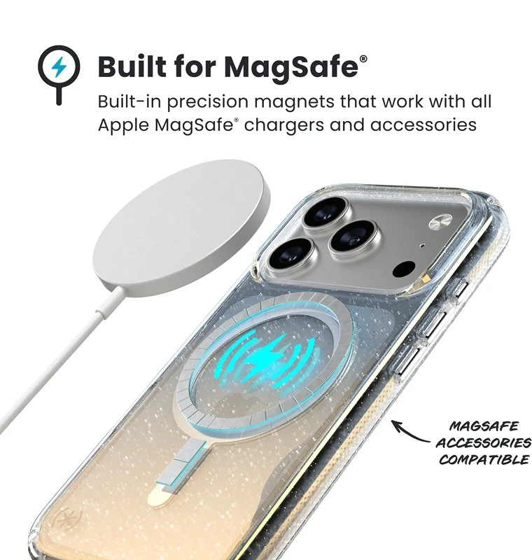 Speck Presidio Lux MagSafe - dėklas skirtas Apple iPhone 17 Pro Hyper Mirror Glitter / Sidabrinis Metallic