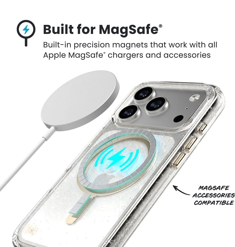 Speck Presidio Lux MagSafe - dėklas Apple iPhone 17 Pro Glitter / Gold Metallic