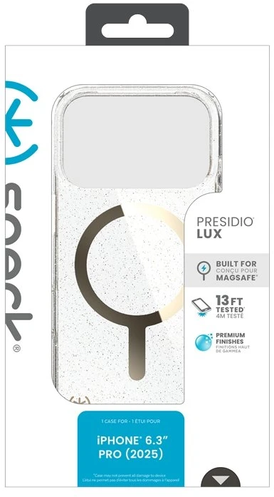 Speck Presidio Lux MagSafe - dėklas Apple iPhone 17 Pro Glitter / Gold Metallic