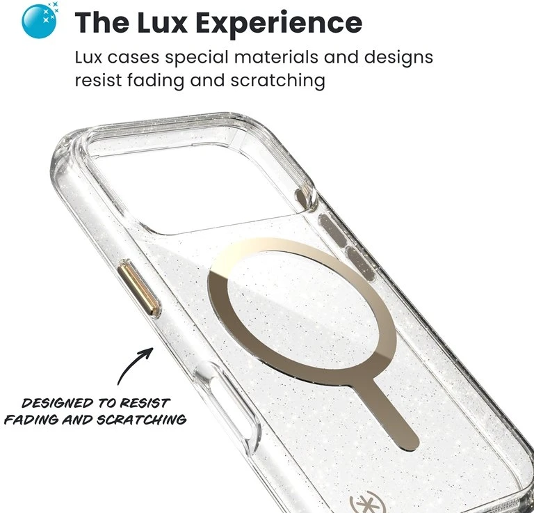 Speck Presidio Lux MagSafe - dėklas Apple iPhone 17 Pro Glitter / Gold Metallic