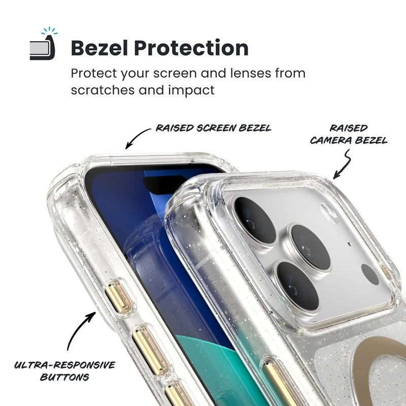 Speck Presidio Lux MagSafe - dėklas Apple iPhone 17 Pro Glitter / Gold Metallic