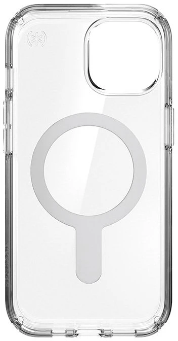 Dėklas Speck Presidio Perfect-Clear ClickLock & Magsafe do iPhone 15 / iPhone 14 / iPhone 13 (Clear / Chrome Finish / Serene Sidabrinis)