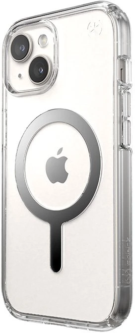 Speck Presidio Perfect-Clear MagSafe - dėklas skirtas Apple iPhone 16e / Apple iPhone 15 / Apple iPhone 14 / Apple iPhone 13 Clear / Chrome Finish / Serene Sidabrinis