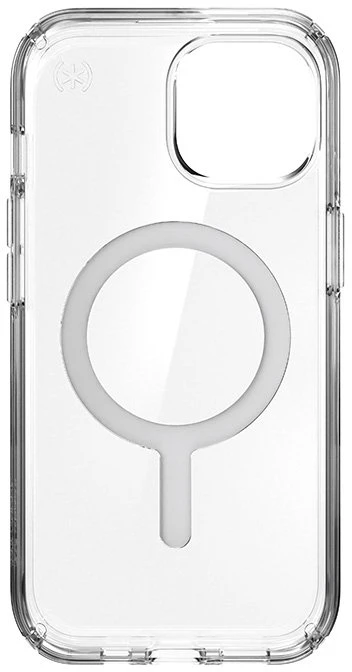 Speck Presidio Perfect-Clear MagSafe - dėklas skirtas Apple iPhone 16e / Apple iPhone 15 / Apple iPhone 14 / Apple iPhone 13 Clear / Chrome Finish / Serene Sidabrinis
