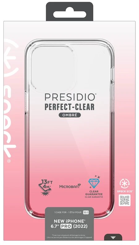 Speck Clear Presidio Perfect-Clear + Ombre - dėklas skirtas Apple iPhone 14 Pro Max su MICROBAN Clear / Vintage Rose Fade