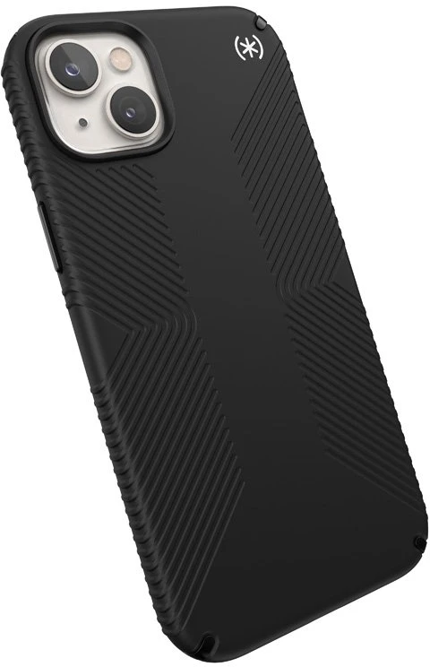 Speck Presidio2 Grip - dėklas skirtas Apple iPhone 15 Plus / 14 Plus su MICROBAN coating Juodas / Juodas / Baltas