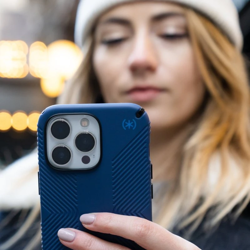 Speck Presidio2 Grip - dėklas skirtas Apple iPhone 15 Plus / 14 Plus su MICROBAN coating Coastal Mėlyna / Juodas / Baltas