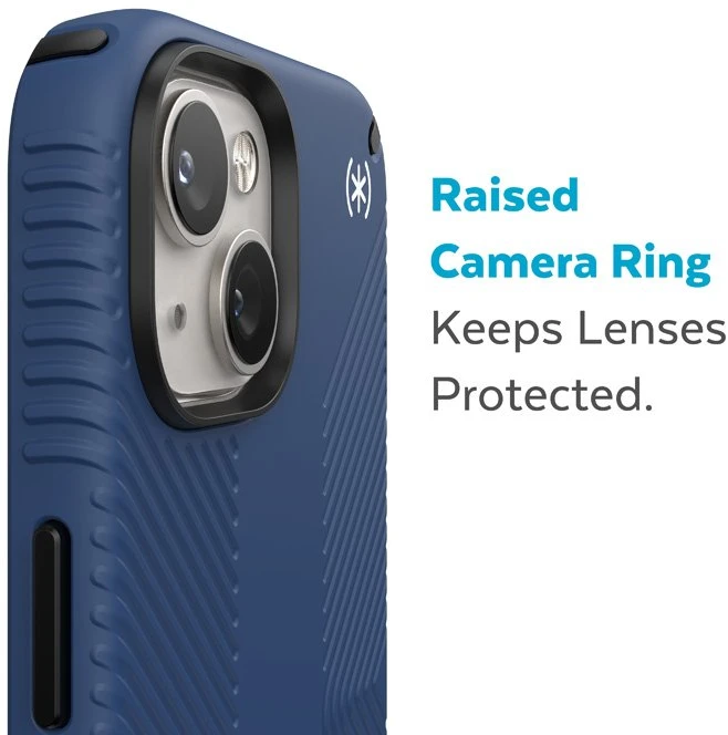 Speck Presidio2 Grip - dėklas skirtas Apple iPhone 15 Plus / 14 Plus su MICROBAN coating Coastal Mėlyna / Juodas / Baltas