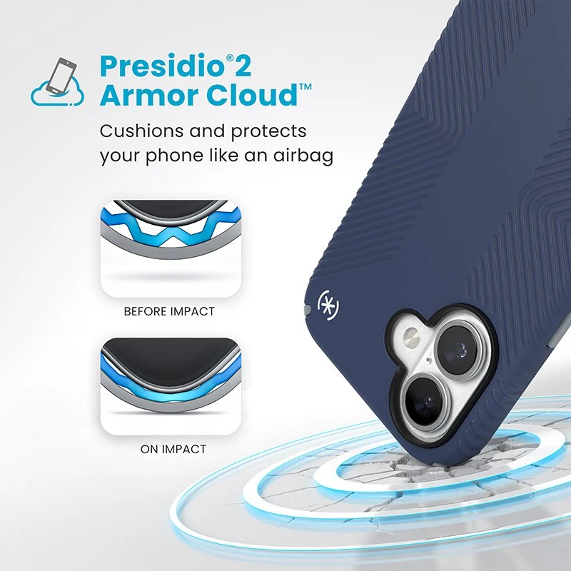 Dėklas Speck Presidio2 Grip do iPhone 16 mėlyna