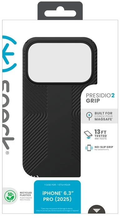 Speck Presidio2 Grip MagSafe - dėklas Apple iPhone 17 Pro Juodas / Slate Pilkas / Baltas