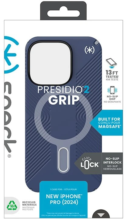 Dėklas Speck Presidio2 Grip ClickLock & MagSafe do iPhone 16 Pro tamsiai mėlyna