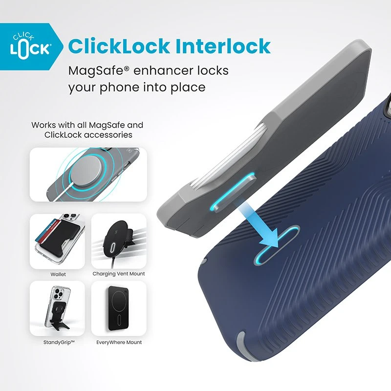 Dėklas Speck Presidio2 Grip ClickLock & MagSafe do iPhone 16 Pro tamsiai mėlyna