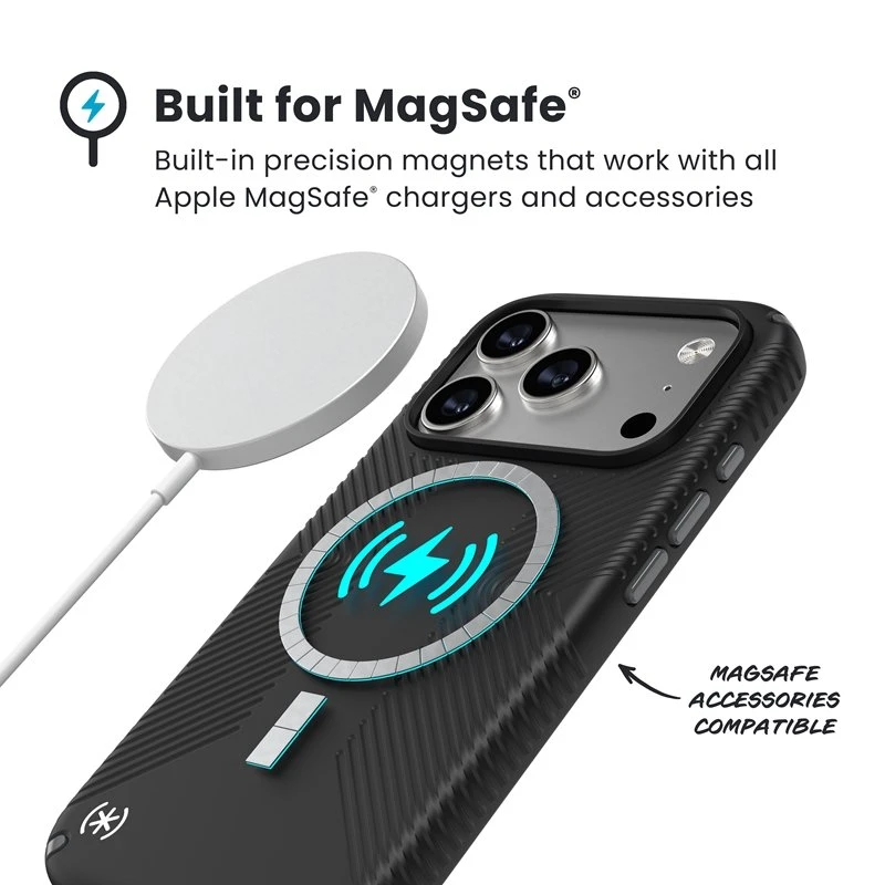 Speck Presidio2 Grip MagSafe - dėklas Apple iPhone 17 Pro Juodas / Slate Pilkas / Baltas