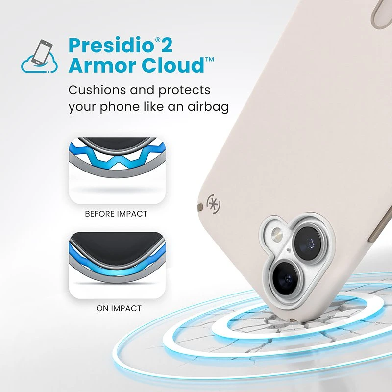 Dėklas Speck Presidio2 Pro ClickLock & MagSafe do iPhone 16 Plus smėlio spalva