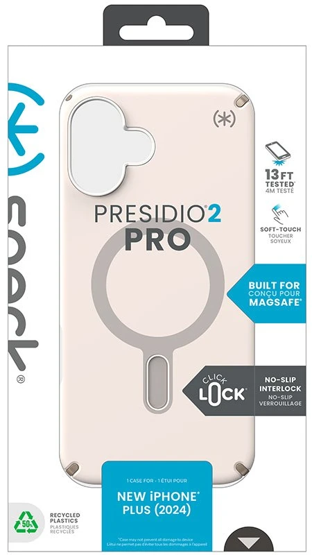Dėklas Speck Presidio2 Pro ClickLock & MagSafe do iPhone 16 Plus smėlio spalva