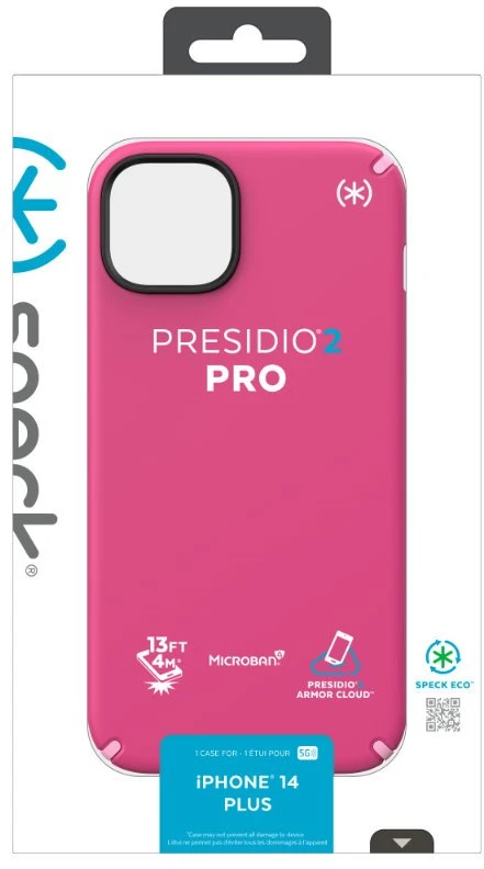 Speck Presidio2 Pro - dėklas skirtas Apple iPhone 15 Plus / 14 Plus su MICROBAN coating Digitalpink / Blossompink / Baltas