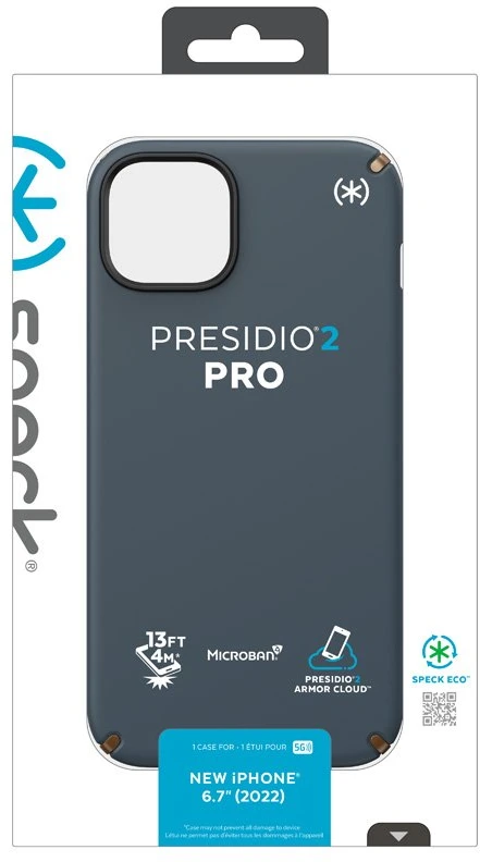 Speck Presidio2 Pro - dėklas skirtas Apple iPhone 15 Plus / 14 Plus su MICROBAN coating Charcoal / Cool Bronze / Slate