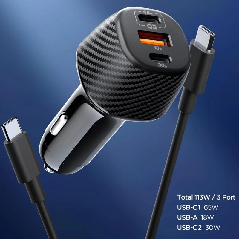 Dėklas Spigen Essential EV1133 automobilinis įkroviklis 113W juodas