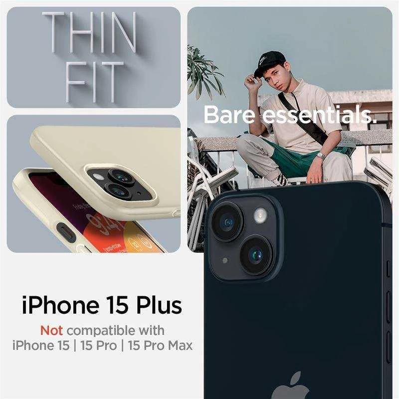 Spigen Thin Fit dėklas skirtas Apple iPhone 15 Plus,  spalva - Mute Beige