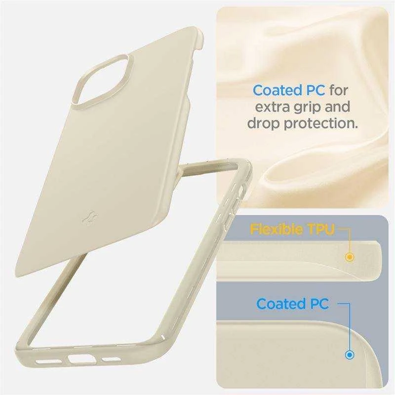 Spigen Thin Fit dėklas skirtas Apple iPhone 15 Plus,  spalva - Mute Beige