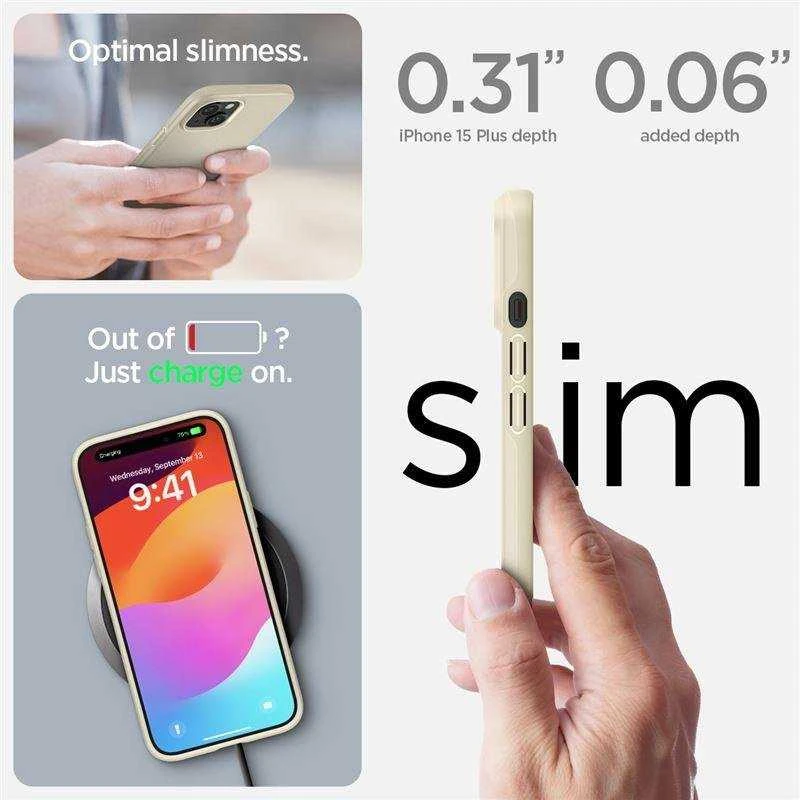 Spigen Thin Fit dėklas skirtas Apple iPhone 15 Plus,  spalva - Mute Beige