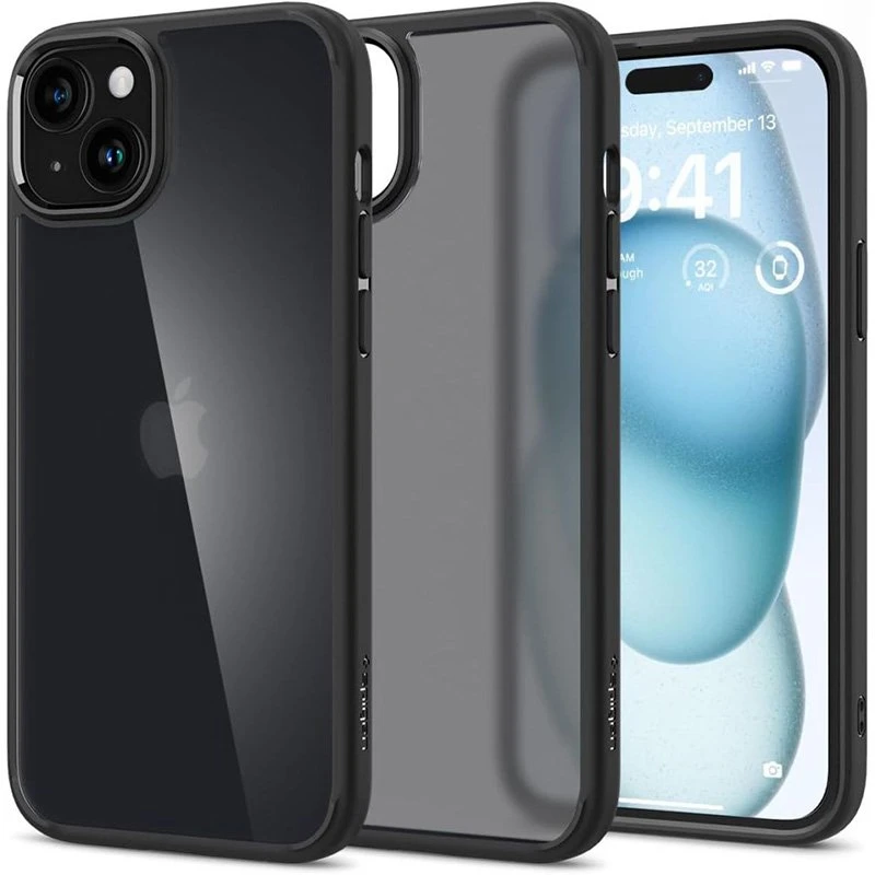 Spigen Ultra Hybrid Matte dėklas skirtas Apple iPhone 15, spalva - Frost Black