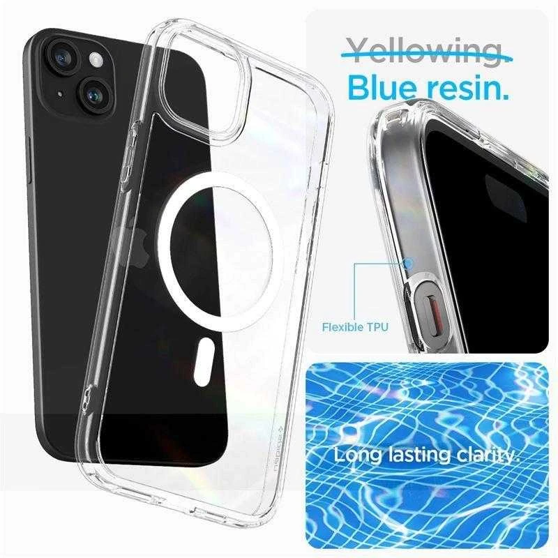 Spigen Ultra Hybrid (MagFit) dėklas skirtas Apple iPhone 15, spalva - Balta