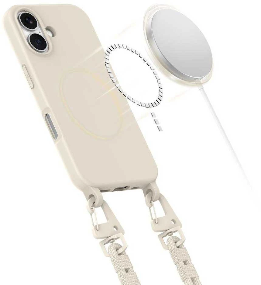 Dėklas Apple iPhone 16 Tech-Protect Magneclace MagSafe Latte kreminis