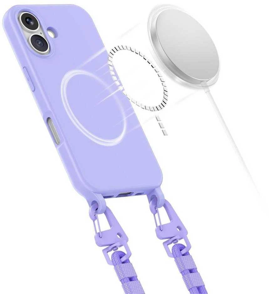 Tech-Protect MagNecklace MagSafe with Lanyard Apple iPhone 16 – dėklas telefonui violetinės spalvos