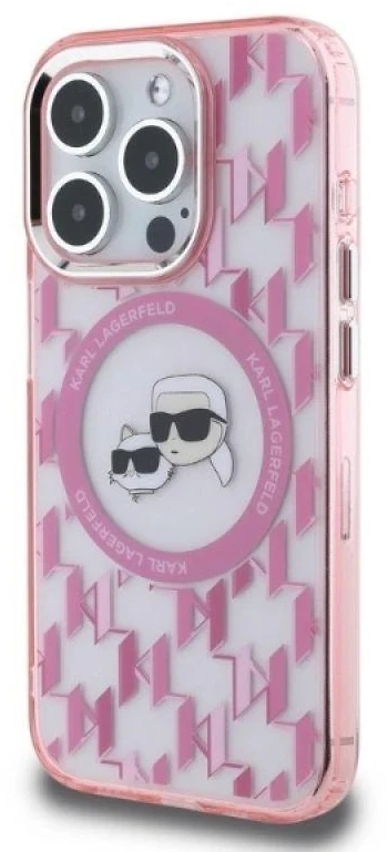 Dėklas Karl Lagerfeld KLHMP15XHMCKMHP Apple iPhone 15 Pro Max 6.7″ rožinės spalvos IML Monogram Karl&Choupette Head Ma